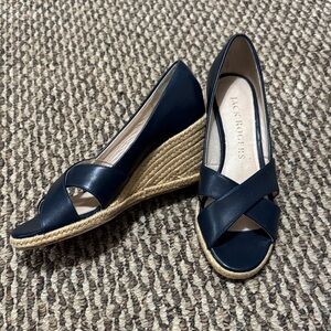 Jack Rogers Navy Blue Palmer Criss-across Wedge Espardrille